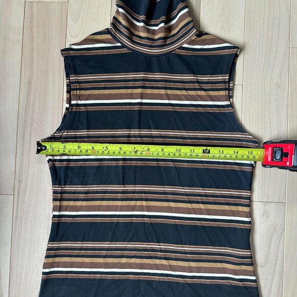Zara Knitwear Striped Sleeveless Turtleneck – Stretch Fit, Retro Neutrals - Picture 3 of 7
